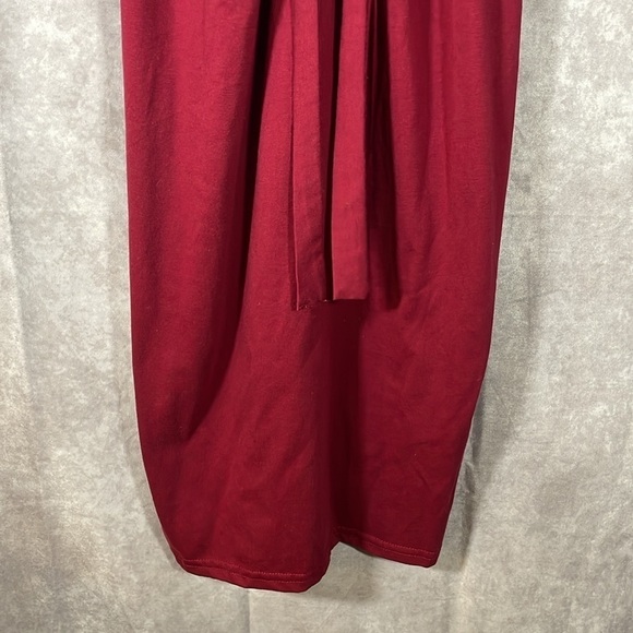 SHEIN Midi Berry Red V-Neck Tank Dress Front Tie | Size Medium - Picture 2 of 14